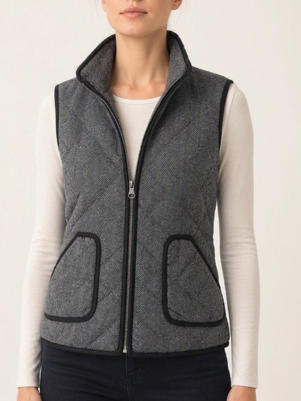 Si Sono grey quilted vest, size S